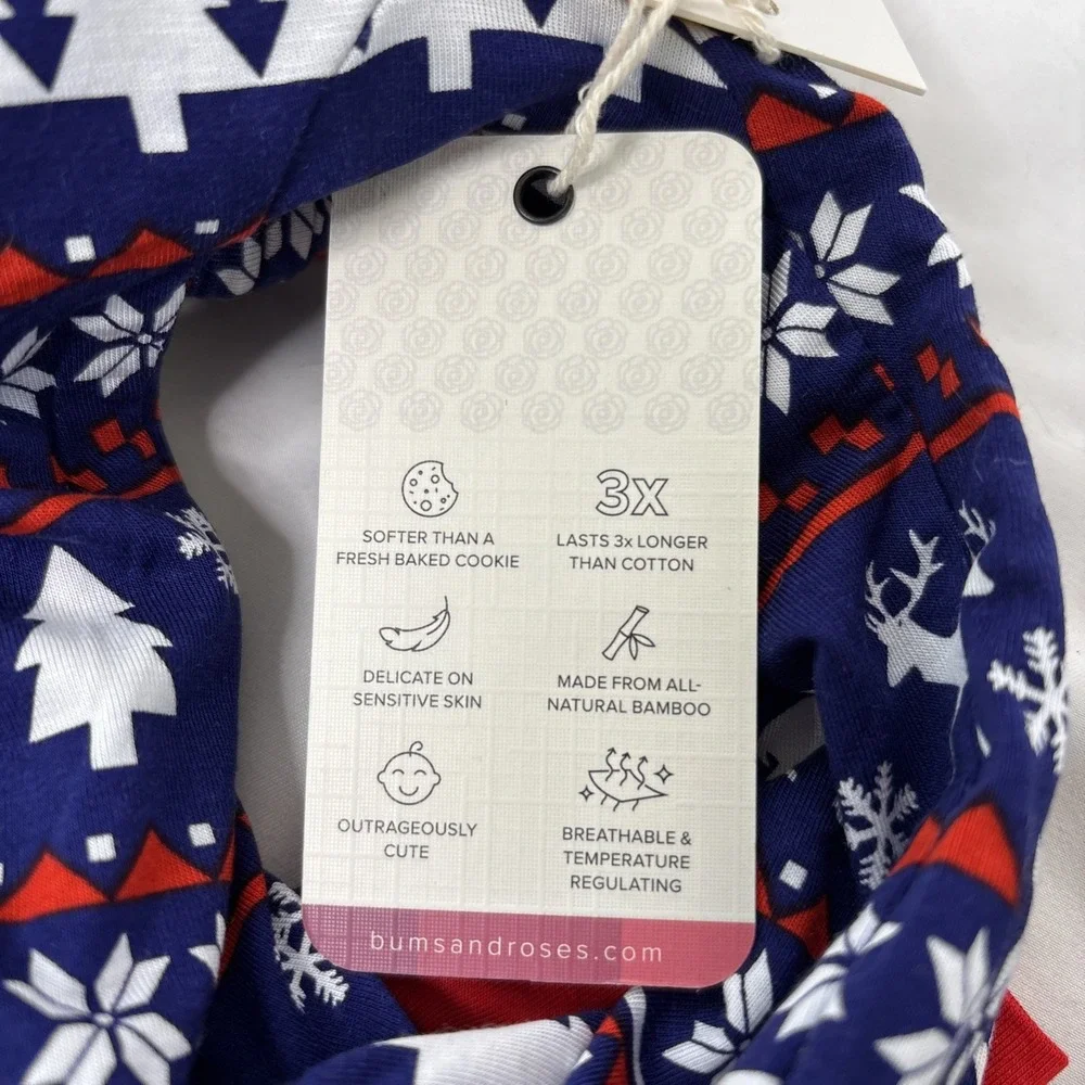 Bums‎ And Roses Footed Sleeper Pajamas Bamboo PJs 6-9 Months Winter Scene